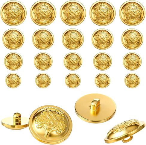 20Pcs Vintage Gold Buttons for Blazer Set Coat Buttons for Jacket Uniform Suit Coat Button (0.6/0.7/0.8/1 Inchs) in Saudi Arabia