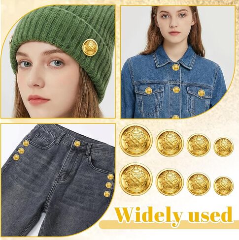 20Pcs Vintage Gold Buttons for Blazer Set Coat Buttons for Jacket Uniform Suit Coat Button (0.6/0.7/0.8/1 Inchs) in Saudi Arabia