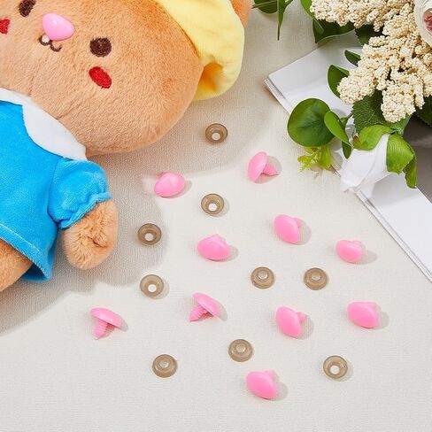 SUPERFINDINGS 70 Sets Pink Safety Noses Craft Plastic Triangle Nose with Washers Stuffed Animals Noses for Rabbit Doll Bear Plush Animal Puppet Crafts Supplies, Width:19.5mm in Saudi Arabia