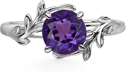 LUO Round Shaped 7 MM Gemstone Branch Statement Ring 925 Sterling Silver Birthstone Ring for Women in Kuwait