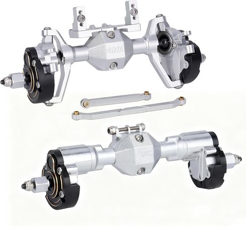 Ascent-18 Portal Axle Set for Redcat Ascent-18 Upgrade, CNC Aluminum Front & Rear Axles with Brass Portal Covers, Steel Gears, Servo Mount & Steering Links (Silvery) in Saudi Arabia