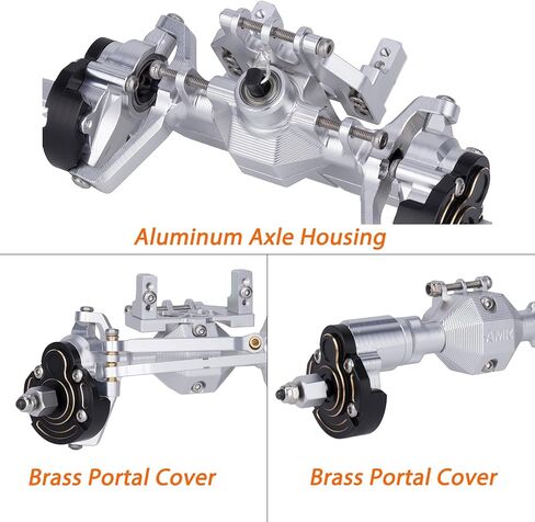 Ascent-18 Portal Axle Set for Redcat Ascent-18 Upgrade, CNC Aluminum Front & Rear Axles with Brass Portal Covers, Steel Gears, Servo Mount & Steering Links (Silvery) in Saudi Arabia