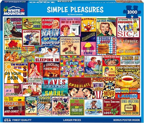 White Mountain 1000 Piece Jigsaw Puzzle Funny Collage Puzzles with Large Pieces Gift for Adults and Family 24"x30" - Simple Pleasures in Saudi Arabia