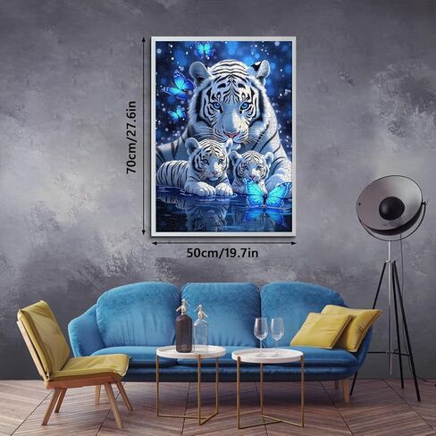 White Tiger Puzzles for Adults 1000 Pieces, Blue Butterfly Nature Jigsaw Puzzle, Challenging Wildlife Animal Art Puzzle, Beautiful Tiger Family Puzzle for Home Wall Decor in Saudi Arabia