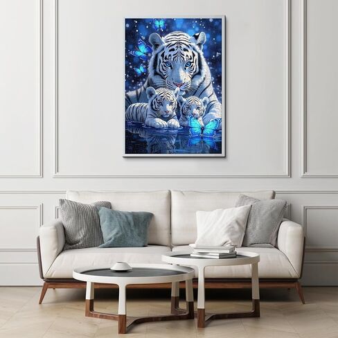 White Tiger Puzzles for Adults 1000 Pieces, Blue Butterfly Nature Jigsaw Puzzle, Challenging Wildlife Animal Art Puzzle, Beautiful Tiger Family Puzzle for Home Wall Decor in Saudi Arabia