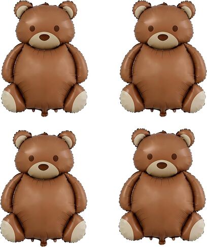 4 Pcs Brown Bear Balloons 35 Inch Bear Foil Balloons Jungle Animal Farm Balloon for Birthday Baby Shower Safari Zoo Woodland Themed Party Decoration in Saudi Arabia