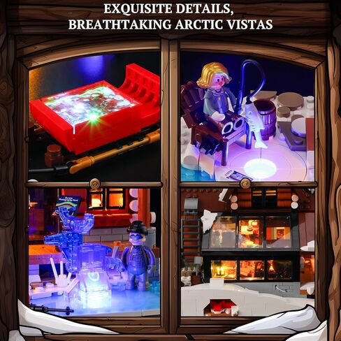 مجموعة مكعبات بناء إضاءة عيد الميلاد من أورورا - كابينة - 2425 قطعة من منزل ريترو هاوس وينتر لودج LED بناء بناء نموذج قرية عيد الميلاد للبالغين والعائلات in Kuwait