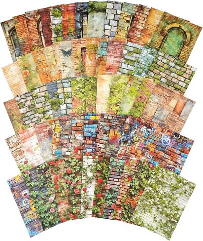 60 Sheets Vintage Washi Stickers – Brick Wall Theme with Floral, Graffiti, Ivy, Window Designs for Scrapbooking, Bullet Journaling and DIY Crafts in Saudi Arabia