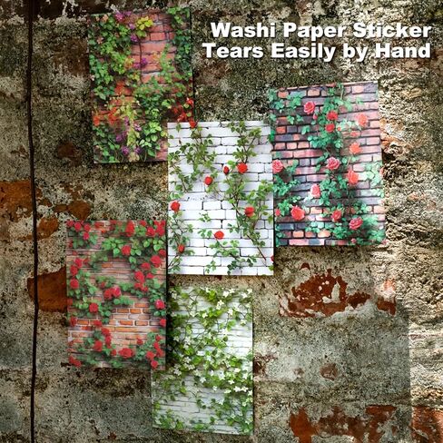 60 Sheets Vintage Washi Stickers – Brick Wall Theme with Floral, Graffiti, Ivy, Window Designs for Scrapbooking, Bullet Journaling and DIY Crafts in Saudi Arabia