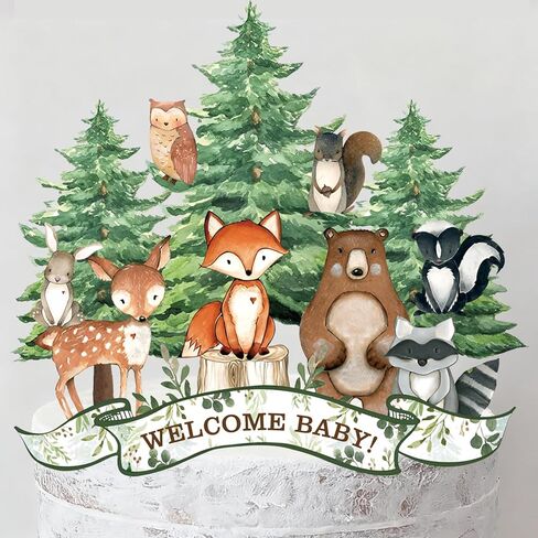 Woodland Cake Topper: Woodland Baby Shower Cake Topper Animal Cake Decorations Woodland Baby Shower Decorations for Forest Boy Girl Party Supplies in Saudi Arabia