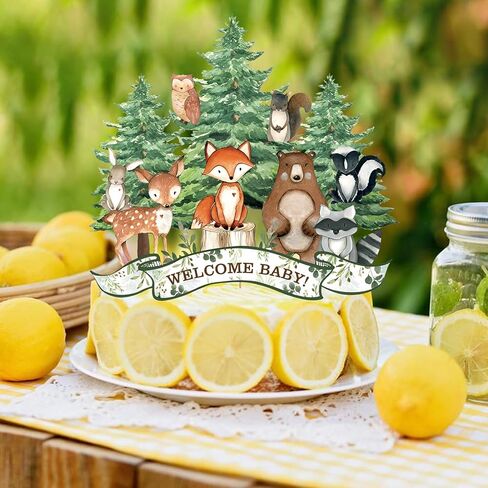 Woodland Cake Topper: Woodland Baby Shower Cake Topper Animal Cake Decorations Woodland Baby Shower Decorations for Forest Boy Girl Party Supplies in Saudi Arabia
