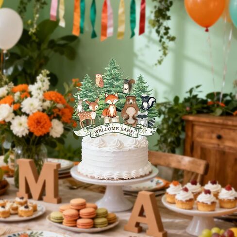Woodland Cake Topper: Woodland Baby Shower Cake Topper Animal Cake Decorations Woodland Baby Shower Decorations for Forest Boy Girl Party Supplies in Saudi Arabia