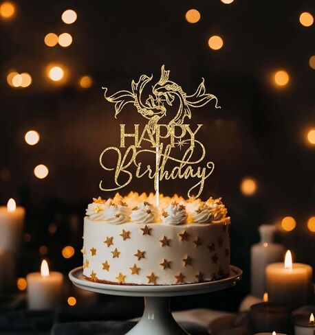 Pisces Happy Birthday Cake Topper, 12 Zodiac Constellation Themed Birthday Decoration, Big Pisces Energy Cake Decorations, February March Bday Party Decoration Supplies Gold Glitter in Saudi Arabia