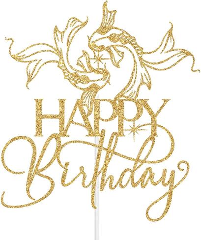 Pisces Happy Birthday Cake Topper, 12 Zodiac Constellation Themed Birthday Decoration, Big Pisces Energy Cake Decorations, February March Bday Party Decoration Supplies Gold Glitter in Saudi Arabia