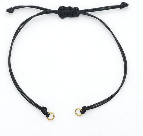 10pcs Adjustable Braided Waxed Cord Bracelets Black Nylon String Friendship Bracelet with Golden Jump Rings Knot Rope Twisted Semi Finished for Handmade Jewelry Making DIY Findings 1.02-1.1 inches in Saudi Arabia