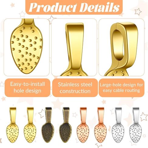 100 PCS Spoon Glue on Bails Pendants, Flat Pad Bails for Jewelry Making, 4 Colors Spoon Jewelry Bails for Pendants, Small Pendant Bail for Jewellery Making DIY Crafts Supplies in Saudi Arabia