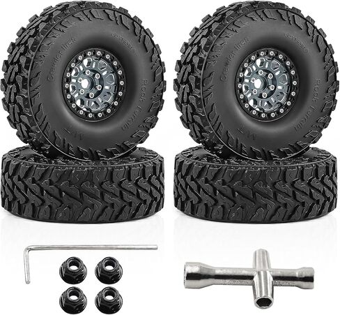 4 عبوات من عجلات وإطارات مصنوعة من خليط معدني مقاس 1.9 بوصة - تناسب زاحف RC 1/10 (TRX4/SCX10 II/III/D9/90046/D90) (أحمر) in Saudi Arabia