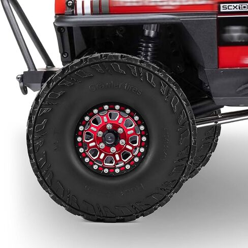 4 عبوات من عجلات وإطارات مصنوعة من خليط معدني مقاس 1.9 بوصة - تناسب زاحف RC 1/10 (TRX4/SCX10 II/III/D9/90046/D90) (أحمر) in Saudi Arabia