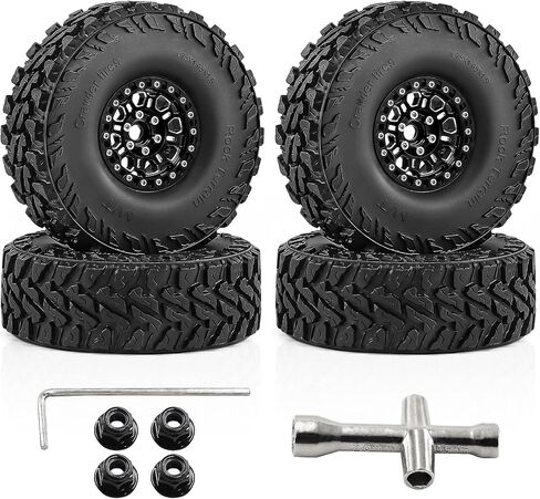 4 عبوات من عجلات وإطارات مصنوعة من خليط معدني مقاس 1.9 بوصة - تناسب زاحف RC 1/10 (TRX4/SCX10 II/III/D9/90046/D90) (أحمر) in Saudi Arabia