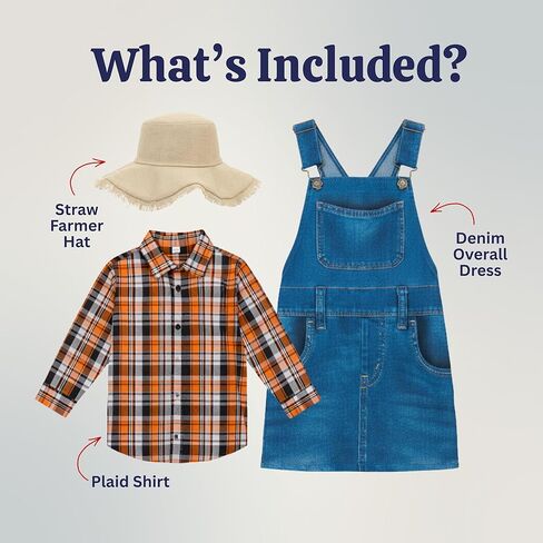 مجموعة أزياء Dress Up America Girls Farmer - ملابس المزرعة الكلاسيكية للأطفال، والأزياء التنكرية، والهالوين، والمناسبات المدرسية in Saudi Arabia
