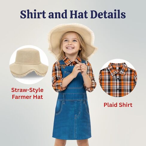 مجموعة أزياء Dress Up America Girls Farmer - ملابس المزرعة الكلاسيكية للأطفال، والأزياء التنكرية، والهالوين، والمناسبات المدرسية in Saudi Arabia