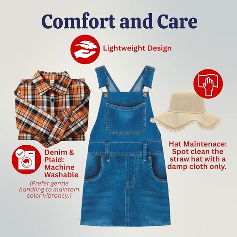 مجموعة أزياء Dress Up America Girls Farmer - ملابس المزرعة الكلاسيكية للأطفال، والأزياء التنكرية، والهالوين، والمناسبات المدرسية in Saudi Arabia