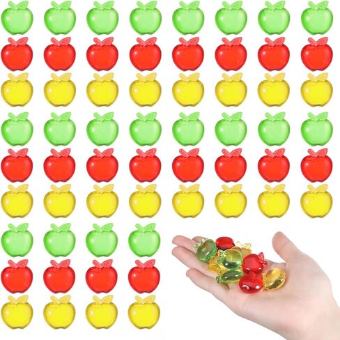60 Pcs Apple Acrylic Translucent Crystals Gems, Fruit Charms, Acrylic Apple Green Crystals Gem for Vase Fillers, Table Scatter, Arts Crafts Decoration, Home Decoration (Multicolor) in Saudi Arabia