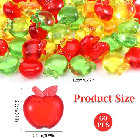 60 Pcs Apple Acrylic Translucent Crystals Gems, Fruit Charms, Acrylic Apple Green Crystals Gem for Vase Fillers, Table Scatter, Arts Crafts Decoration, Home Decoration (Multicolor) in Saudi Arabia