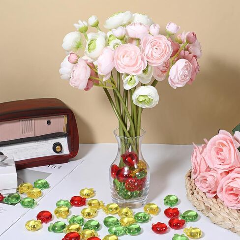 60 Pcs Apple Acrylic Translucent Crystals Gems, Fruit Charms, Acrylic Apple Green Crystals Gem for Vase Fillers, Table Scatter, Arts Crafts Decoration, Home Decoration (Multicolor) in Saudi Arabia