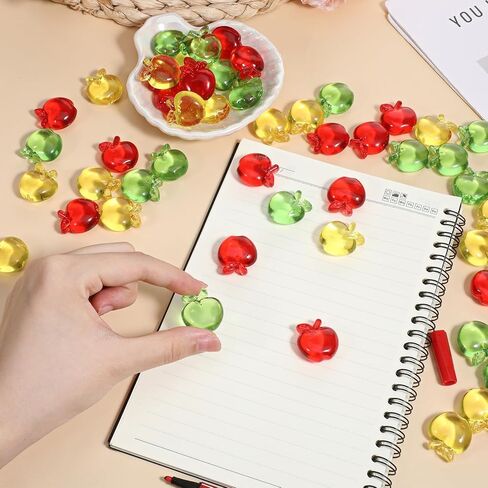 60 Pcs Apple Acrylic Translucent Crystals Gems, Fruit Charms, Acrylic Apple Green Crystals Gem for Vase Fillers, Table Scatter, Arts Crafts Decoration, Home Decoration (Multicolor) in Saudi Arabia