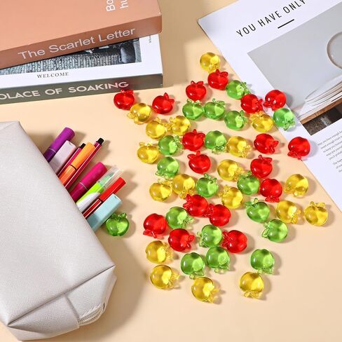 60 Pcs Apple Acrylic Translucent Crystals Gems, Fruit Charms, Acrylic Apple Green Crystals Gem for Vase Fillers, Table Scatter, Arts Crafts Decoration, Home Decoration (Multicolor) in Saudi Arabia
