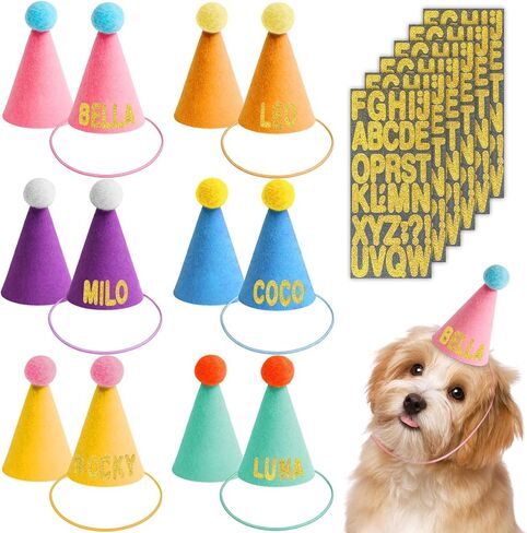 12Pcs Mini Party Hats for Stuffed Animals,Colorful Tiny Birthday Hats Dolls Cats Dolls Rabbits Puppies Cone Assorted Animal Games Accessories Decorations in Saudi Arabia