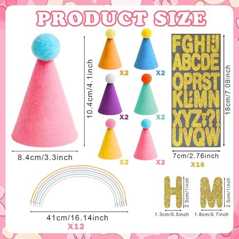 12Pcs Mini Party Hats for Stuffed Animals,Colorful Tiny Birthday Hats Dolls Cats Dolls Rabbits Puppies Cone Assorted Animal Games Accessories Decorations in Saudi Arabia