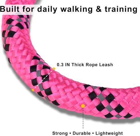 Dog Leash and Collar Set – 6 FT Strong Rope Leash with Padded Handle & Adjustable Nylon Collar Reflective for Small Medium Large Dogs (Pink, L) in Saudi Arabia