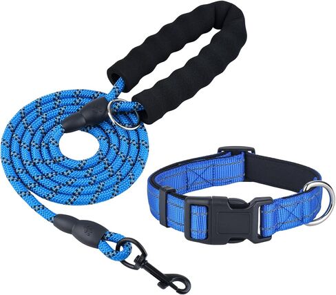 Dog Leash and Collar Set – 6 FT Strong Rope Leash with Padded Handle & Adjustable Nylon Collar Reflective for Small Medium Large Dogs (Pink, L) in Saudi Arabia