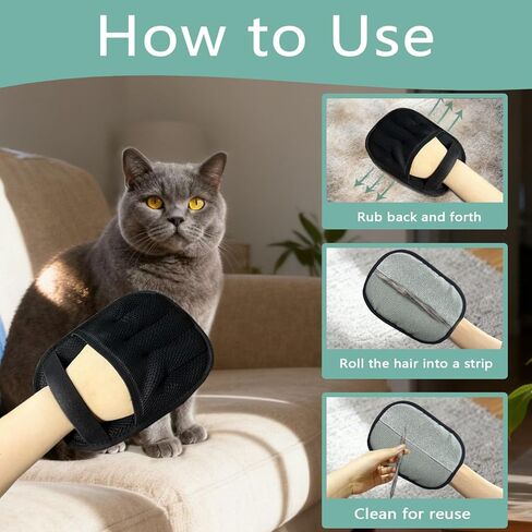 2-Pack Reusable Electrostatic Pet Hair Remover Gloves for Furniture, Carpets, Car Interiors & Auto Upholstery. in Saudi Arabia
