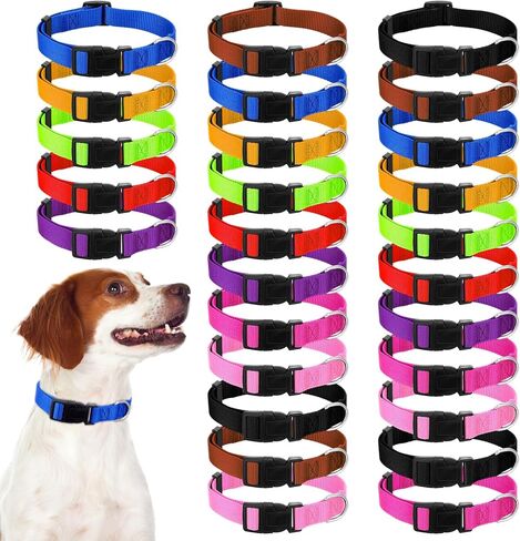 27 Pcs Dog Collars Bulk Adjustable Nylon Puppy Collars for Small Puppies with Quick Release Buckle - 9 Vibrant Colors Pet Collar for Daily Use and Training (Medium Size) in Saudi Arabia
