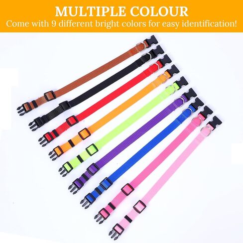 27 Pcs Dog Collars Bulk Adjustable Nylon Puppy Collars for Small Puppies with Quick Release Buckle - 9 Vibrant Colors Pet Collar for Daily Use and Training (Medium Size) in Saudi Arabia
