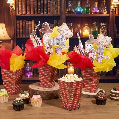 6 مجموعة 84 قطعة من قطع مركزية للساحرة السحرية، قطعة علوية للطاولة تحت عنوان المعالج مع صندوق مطبوع على الحائط من الطوب الأحمر، ديكور على شكل بومة قلعة عتيقة، ديكور للطاولة من أجل أحداث الحفلات ذات الطابع الخيالي السحري in Kuwait