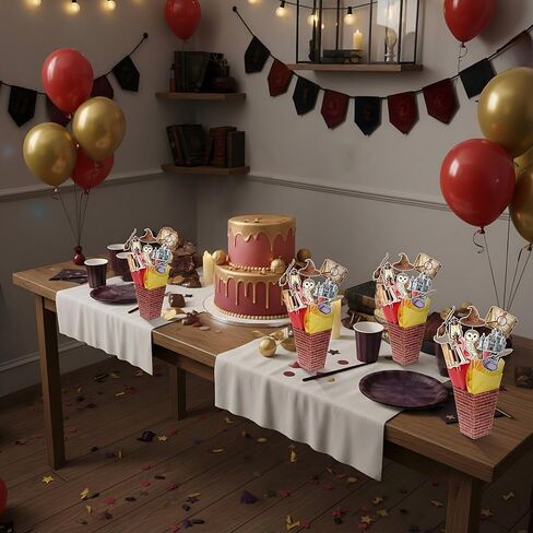 6 مجموعة 84 قطعة من قطع مركزية للساحرة السحرية، قطعة علوية للطاولة تحت عنوان المعالج مع صندوق مطبوع على الحائط من الطوب الأحمر، ديكور على شكل بومة قلعة عتيقة، ديكور للطاولة من أجل أحداث الحفلات ذات الطابع الخيالي السحري in Kuwait