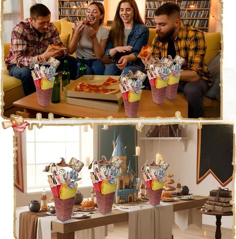 6 مجموعة 84 قطعة من قطع مركزية للساحرة السحرية، قطعة علوية للطاولة تحت عنوان المعالج مع صندوق مطبوع على الحائط من الطوب الأحمر، ديكور على شكل بومة قلعة عتيقة، ديكور للطاولة من أجل أحداث الحفلات ذات الطابع الخيالي السحري in Kuwait