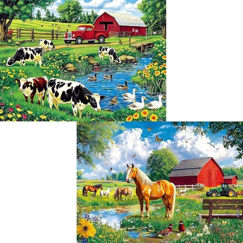 2 Pack 300 Piece Puzzle for Adults–Beautiful Cats Dogs Puzzle for Adults Teens–Large Piece Fun Jigsaw Puzzle for Kids Ages 8-10 10-12,Glossy & Sturdy Pieces,Family Game Great Gift Idea,20.5x15 in in Saudi Arabia
