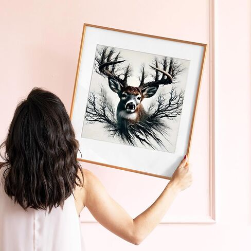 DIADAY 5D الماس مجموعات الرسم للبالغين الغزلان، الغزلان الماس مجموعات الفن للبالغين، الحفر الكامل جولة جوهرة DIY الفنون والحرف ديكور جدار المنزل هدية 12 × 12 بوصة in Kuwait