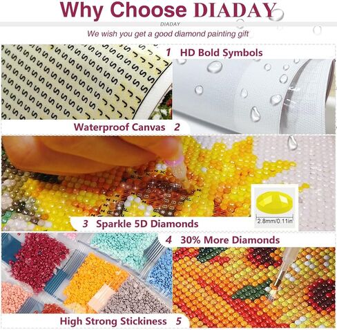 DIADAY 5D الماس مجموعات الرسم للبالغين الغزلان، الغزلان الماس مجموعات الفن للبالغين، الحفر الكامل جولة جوهرة DIY الفنون والحرف ديكور جدار المنزل هدية 12 × 12 بوصة in Kuwait