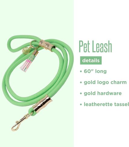 مقود حبل للكلاب من ليلي بوليتزر، مقود كلب شديد التحمل بطول 6 بوصات مع سحر ذهبي وشرابة منقوشة (منزل لحاف مجنون) in Kuwait