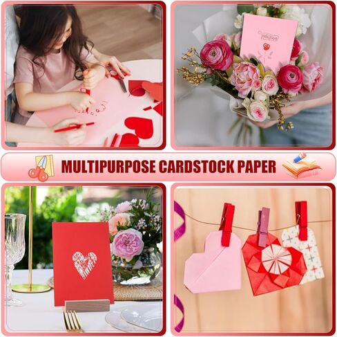 MixTeach 100 Sheets Cardstock Paper 8.5 x 11" Red Pink Card Stock Medium Thick 180gsm/65lb Cardstock A4 Printer Paper for Card Making, Crafts, Scrapbook, Invitations, Drawing, Printing in Saudi Arabia