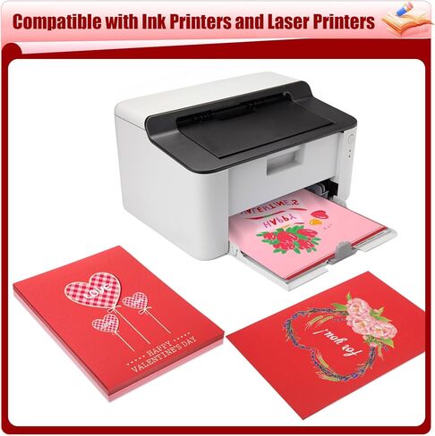 MixTeach 100 Sheets Cardstock Paper 8.5 x 11" Red Pink Card Stock Medium Thick 180gsm/65lb Cardstock A4 Printer Paper for Card Making, Crafts, Scrapbook, Invitations, Drawing, Printing in Saudi Arabia