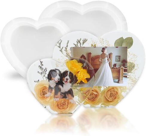 Large Heart Shape Resin Molds, 10 Inch 7 Inch Heart Shaped Silicone Molds for Epoxy Resin Wedding Bouquet Flower Preservation Bookends Home Decors in Saudi Arabia