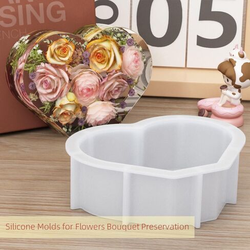 Large Heart Shape Resin Molds, 10 Inch 7 Inch Heart Shaped Silicone Molds for Epoxy Resin Wedding Bouquet Flower Preservation Bookends Home Decors in Saudi Arabia