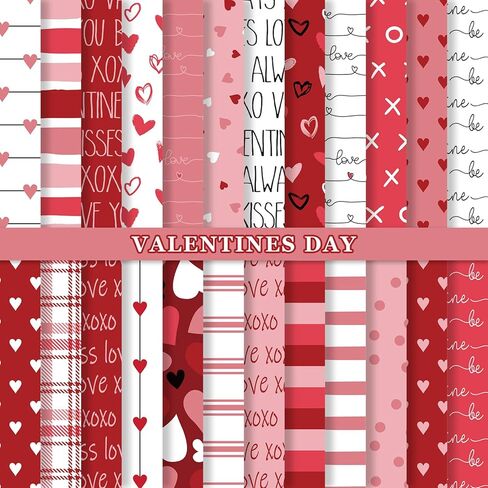 JarThenaAMCS 48 Sheets Valentine Pattern Paper Red Pink Love Heart Doodle Scrapbook Specialty Paper Double Sided Decorative Art Paper For DIY Crafts, 6 x 6 Inch in Saudi Arabia